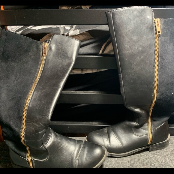 LC Lauren Conrad, black, not quite over the knee, zip up boots. - Picture 3 of 6